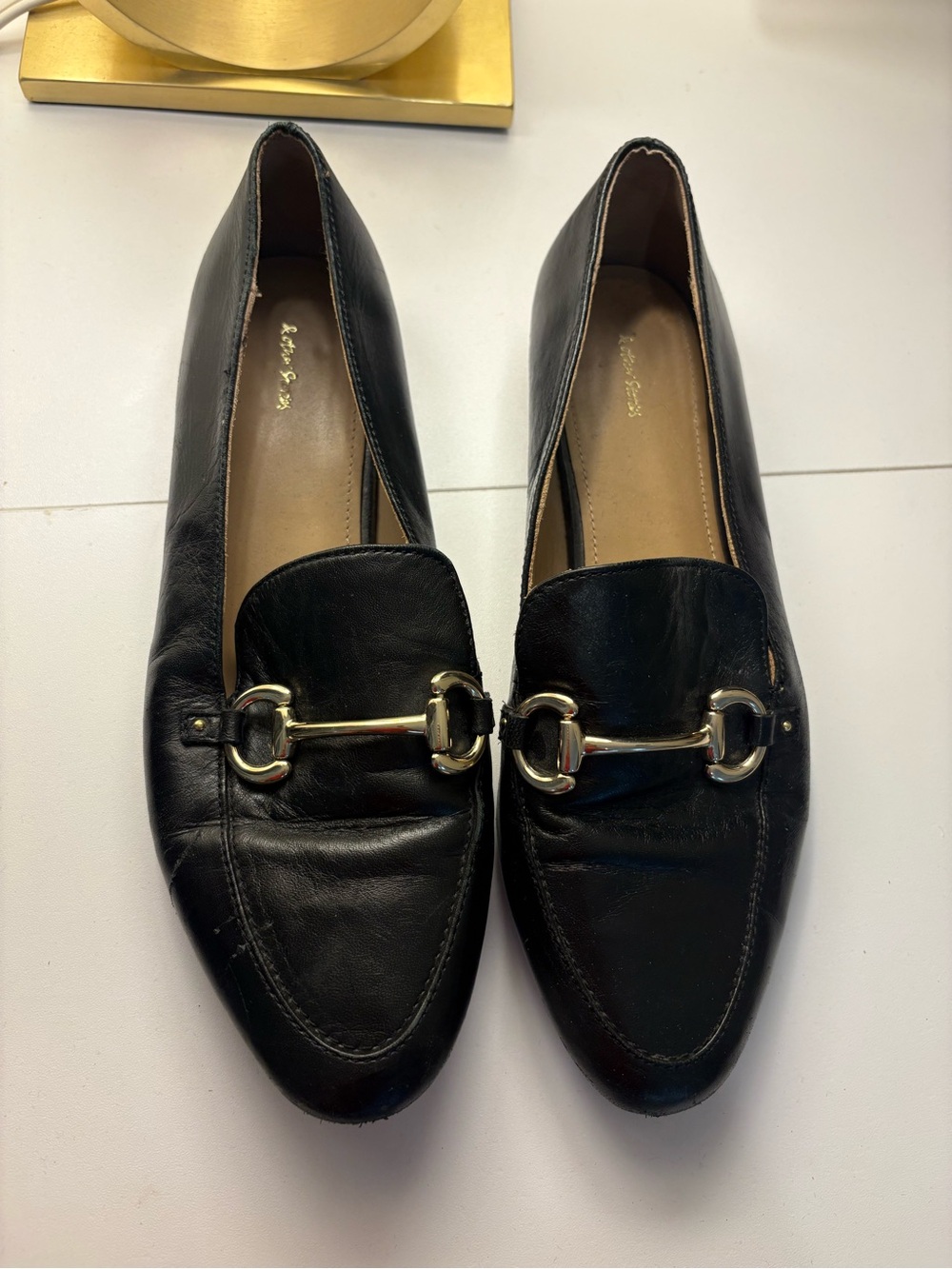 & Other Stories Black Leather Loafers with Gold Bit
